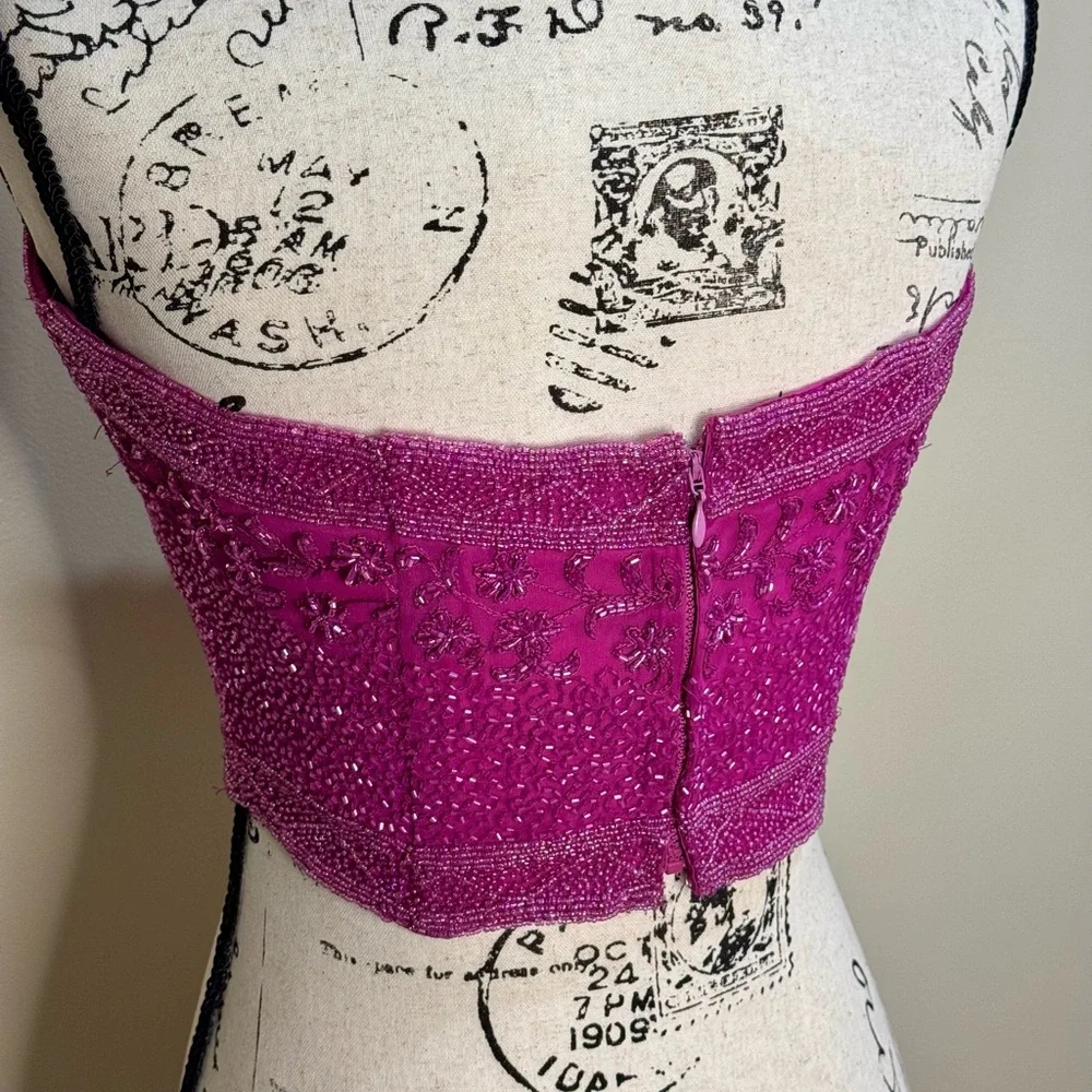 Pink Beaded Bustier Top by Emma Black - Picture 7 of 12